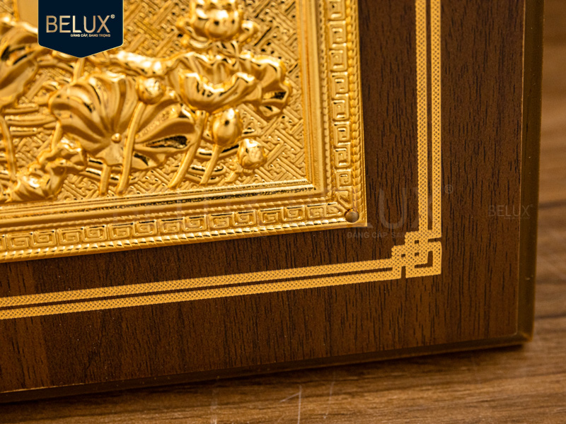 Tranh Chùa Một Cột bằng đồng mạ vàng 24k khổ đứng 22x17cm